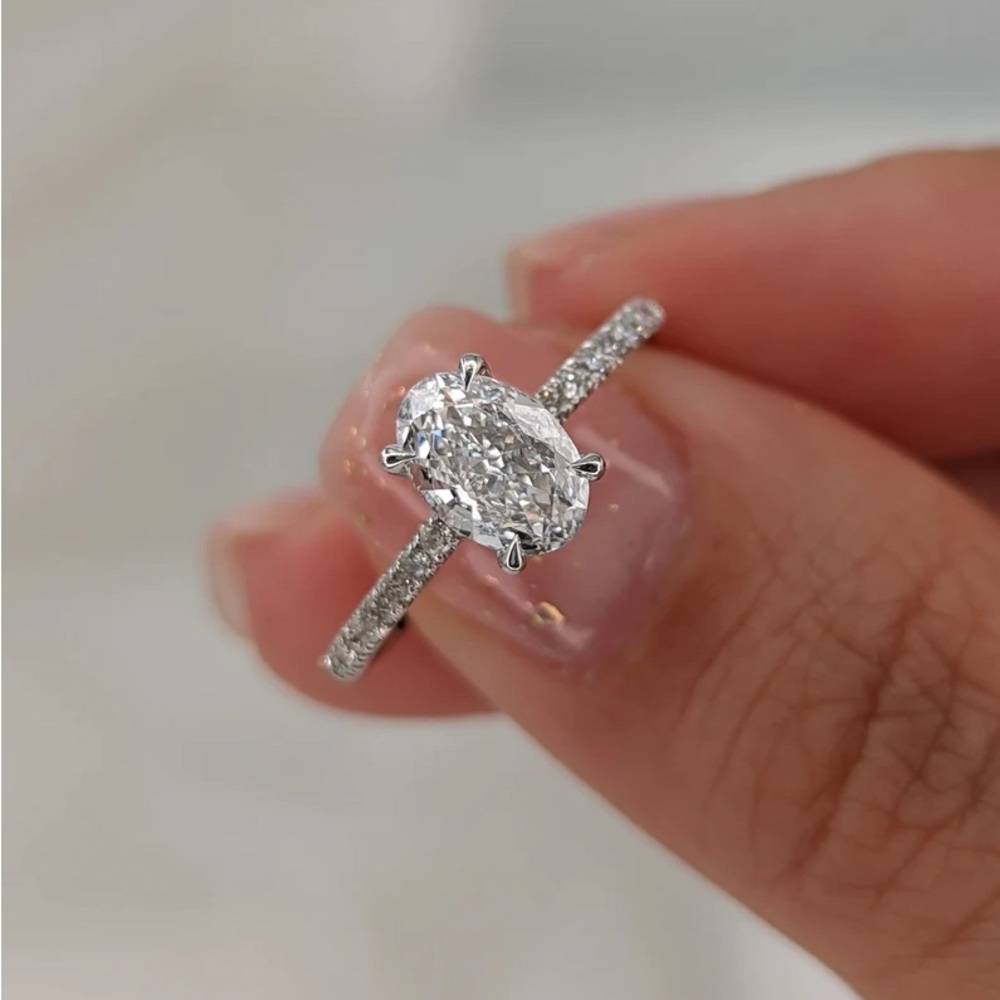 2 Carat Oval Cut Moissanite Engagement Ring By North Jewelry - Picture 4 of 6